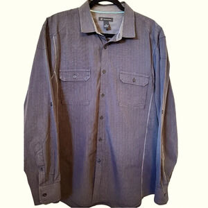 Menβs Pin Stripe Long Sleeve Collar Dress Casual Shirt